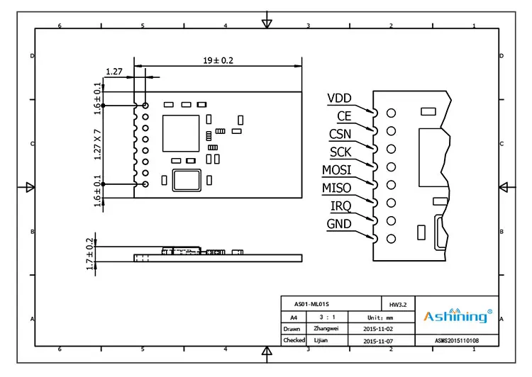 Free sample small size oled spi pcb nrf24l01 pa lna with antenna rf 2.4 ghz transceiver module