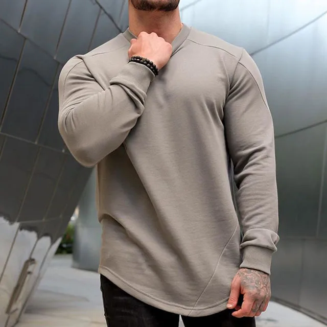 2022 New Fitness Sportswear Mens Running Stretch Slim Training T-shirt As Well Sports Long-sleeve Muscle Trend Shirt