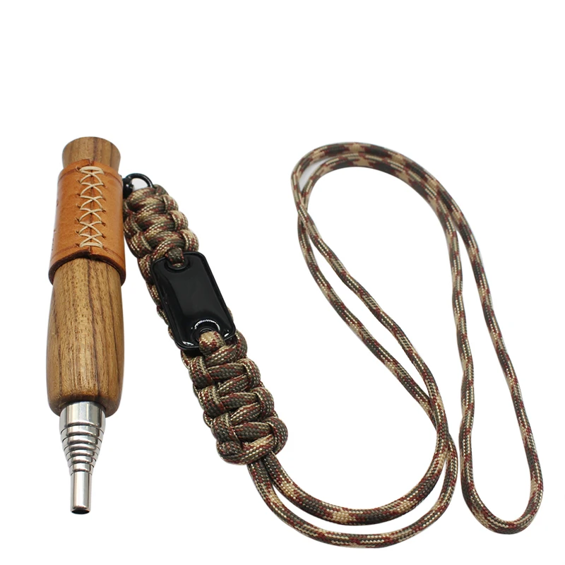 Collapsible Pocket Size Stainless Steel Campfire Bellow Blower Pipe with Wood Handle