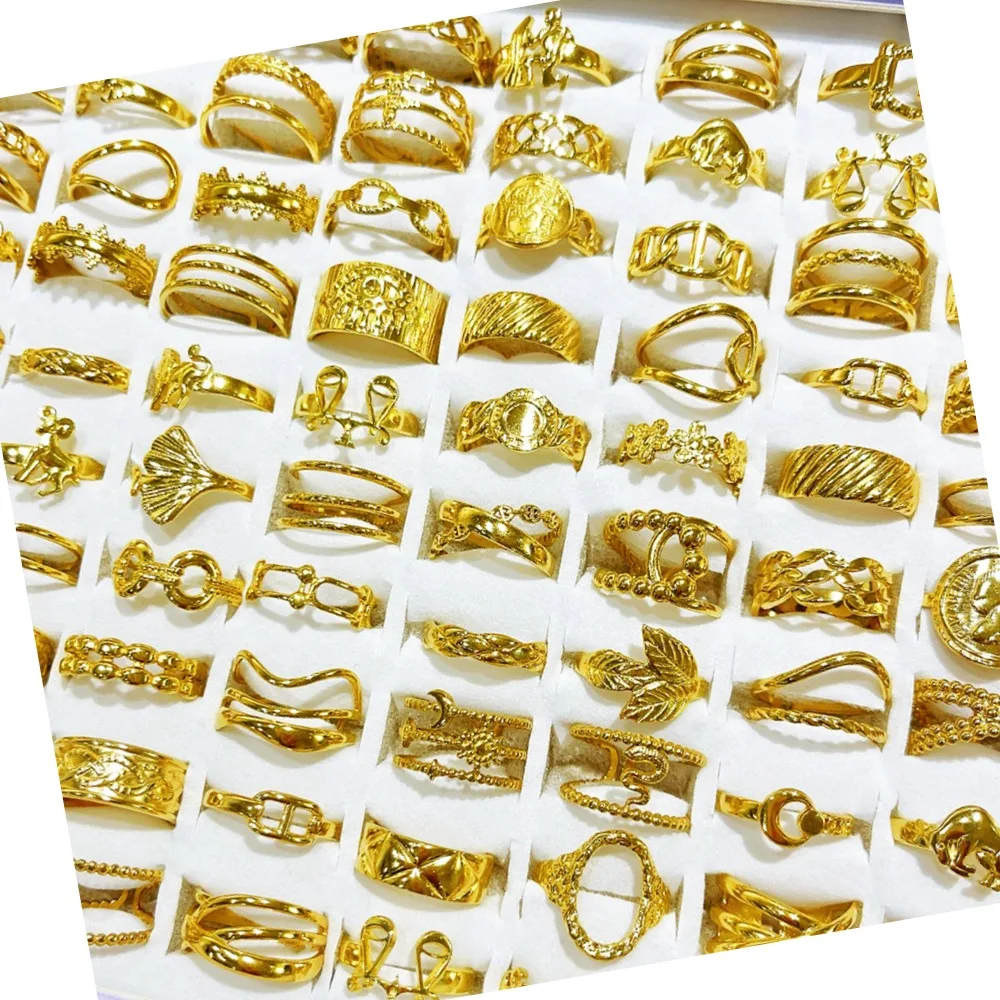 1kg Hollow Out Fashion Adjustable Smart Waterproof Ring Wholesale Gold Plated Acier Inoxydable Bulk Women Stainless Steel