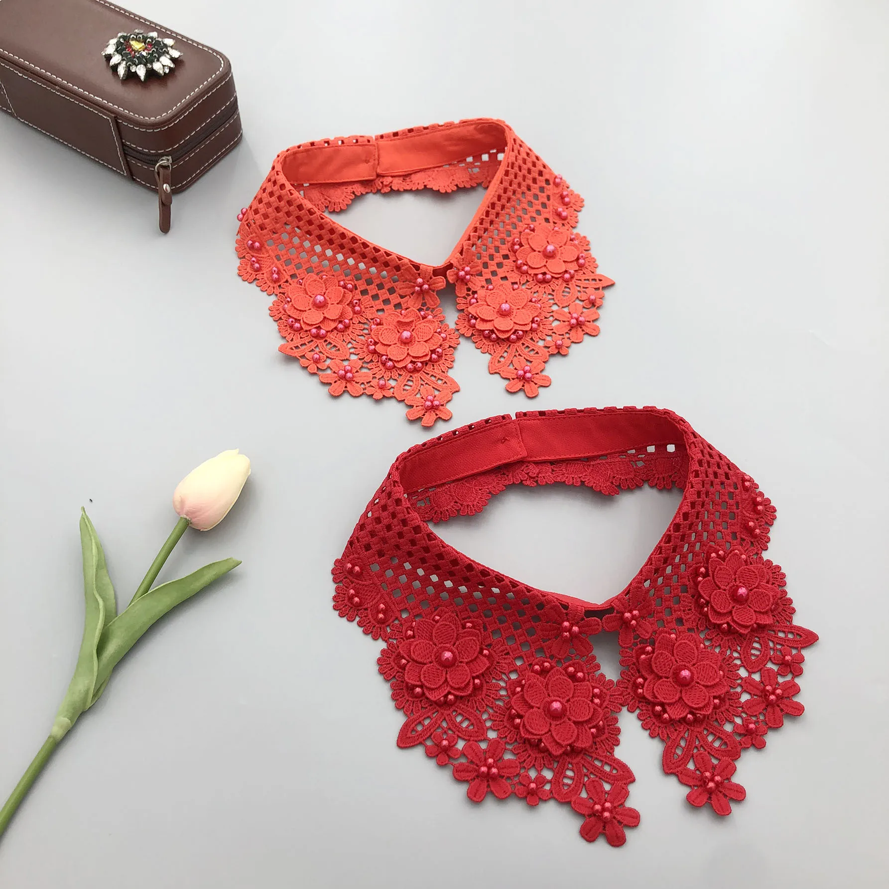 Hot Selling Openwork Embroidery Design Detachable Embroidery Shirt Fake Collar