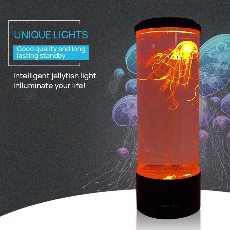 Moon Light Table Bedside Lamp With Aquarium Color Changing Mood Relaxing LED Night Light Desktop Novelty Jellyfish Light