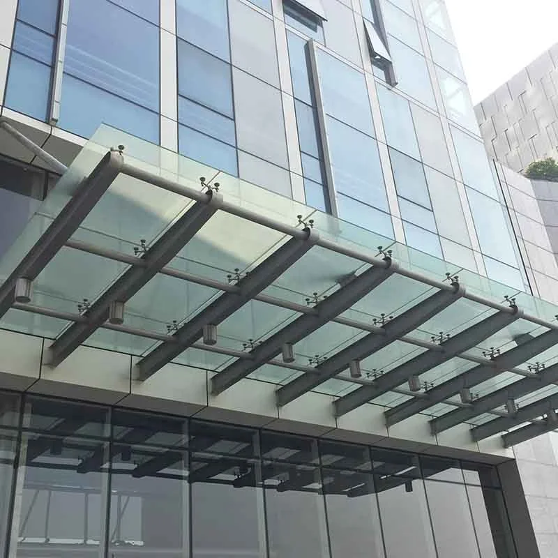 Commercial Aluminum Sun Shade Tempered Glass Canopy for Front Door Awnings
