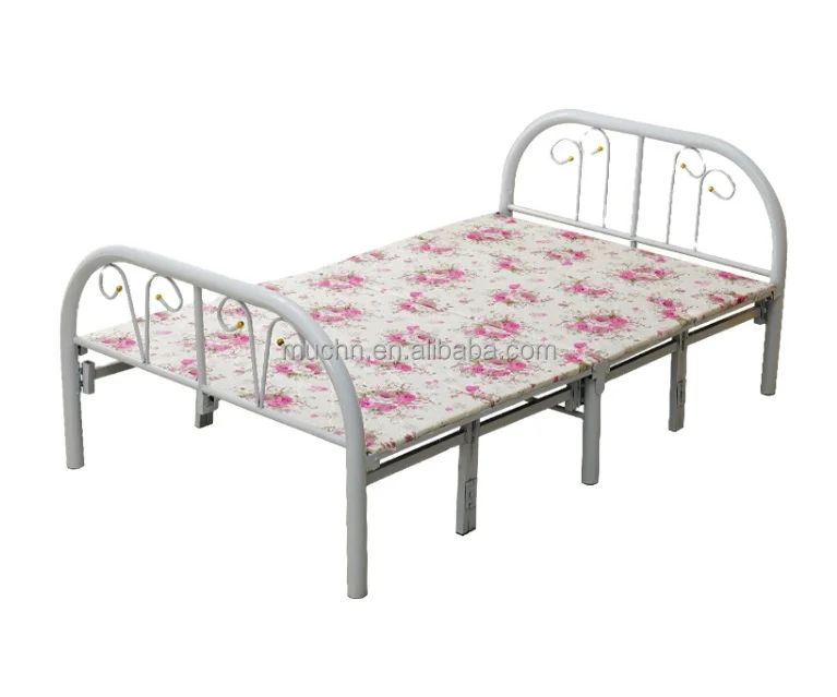 Modern folding single bed designs simple worker iron bed frame metal wholesale dormitory bed heavy duty metal school student