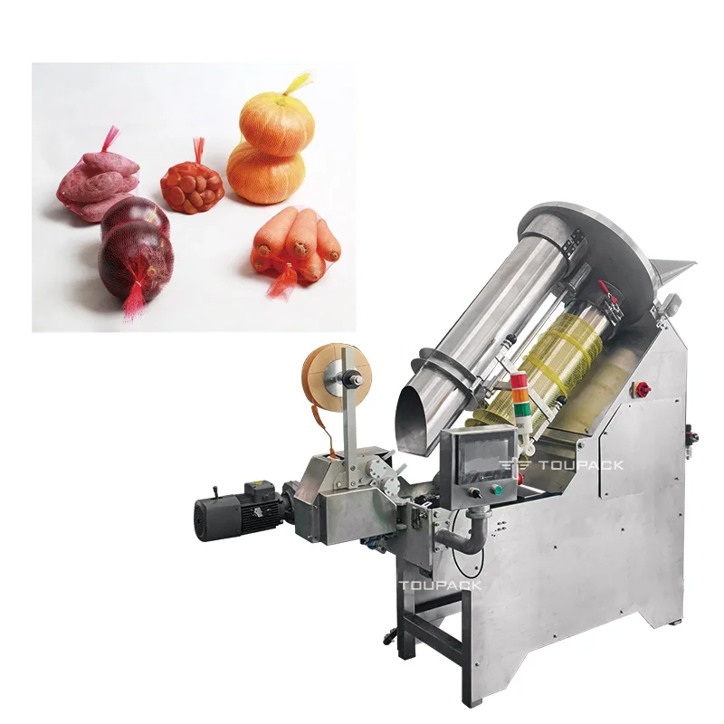 Automatic net bag packing machine weighing range 3g-5000g for packing vegetables fruits ginger potatoes citrus fruits