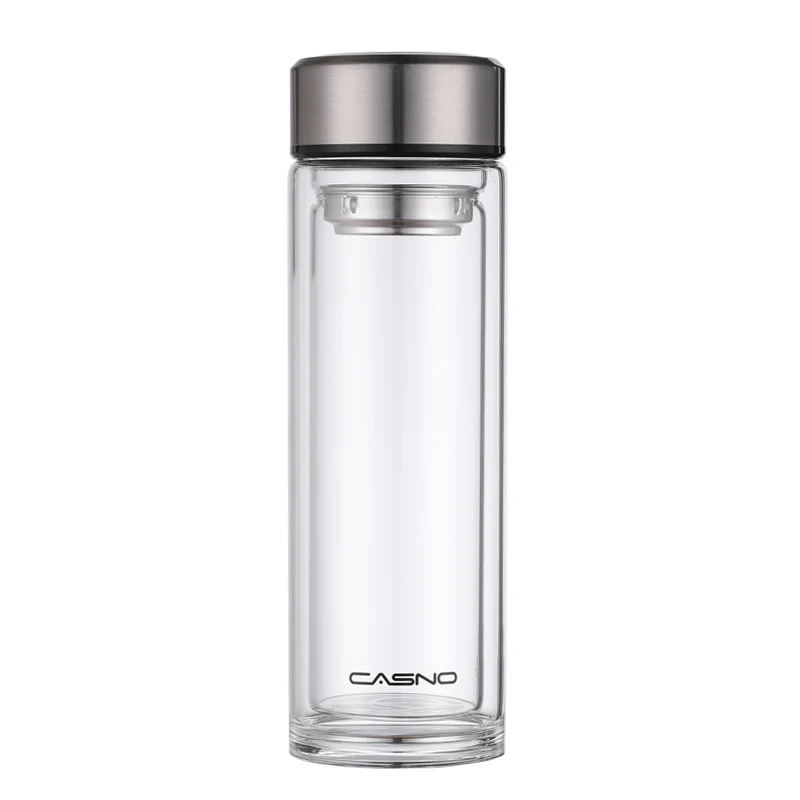 New Blank 420ml High Quality Unbreakable Double Wall Borosilicate Glass Water Bottle With Tea Filter