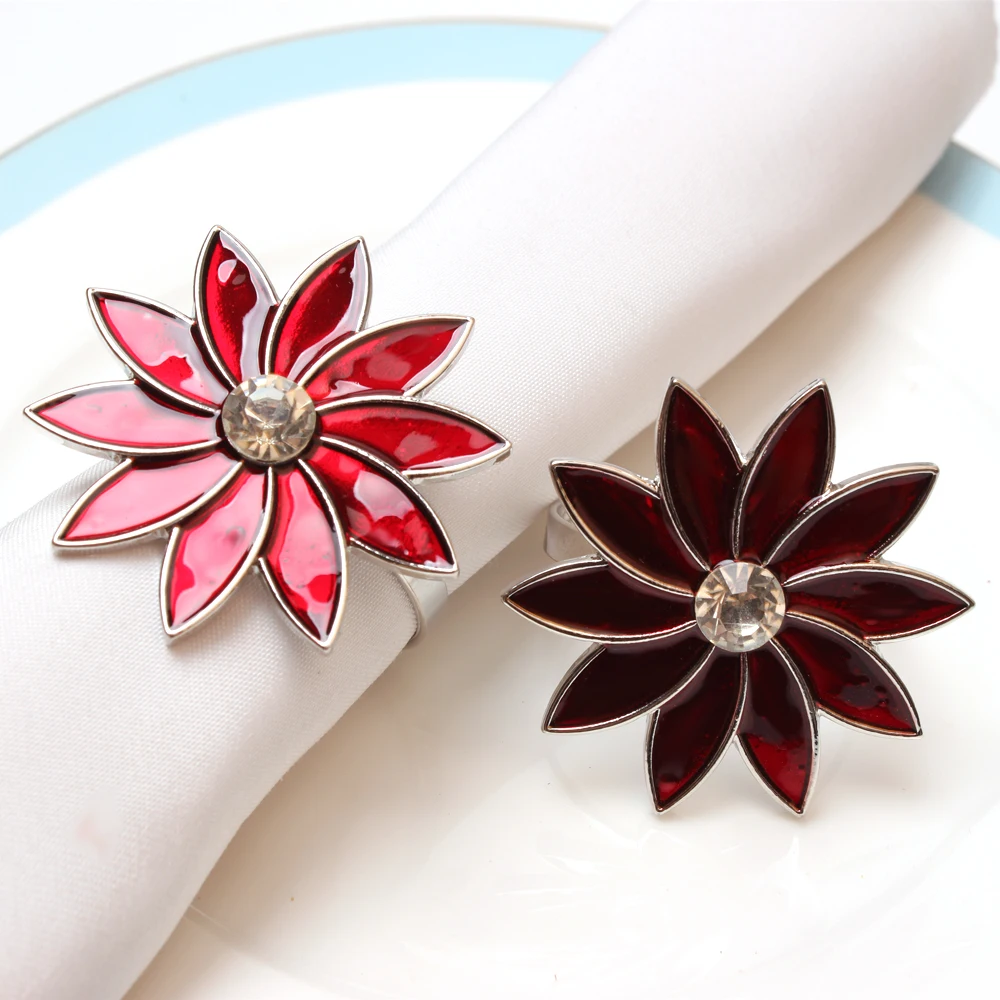 Flowers new Hot selling china made leaf christmas napkin ring for weddings