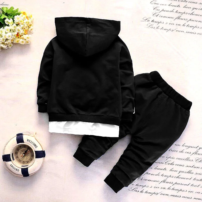 
zipper baby clothes sets autumn winter hooded jacket kids boy suit 