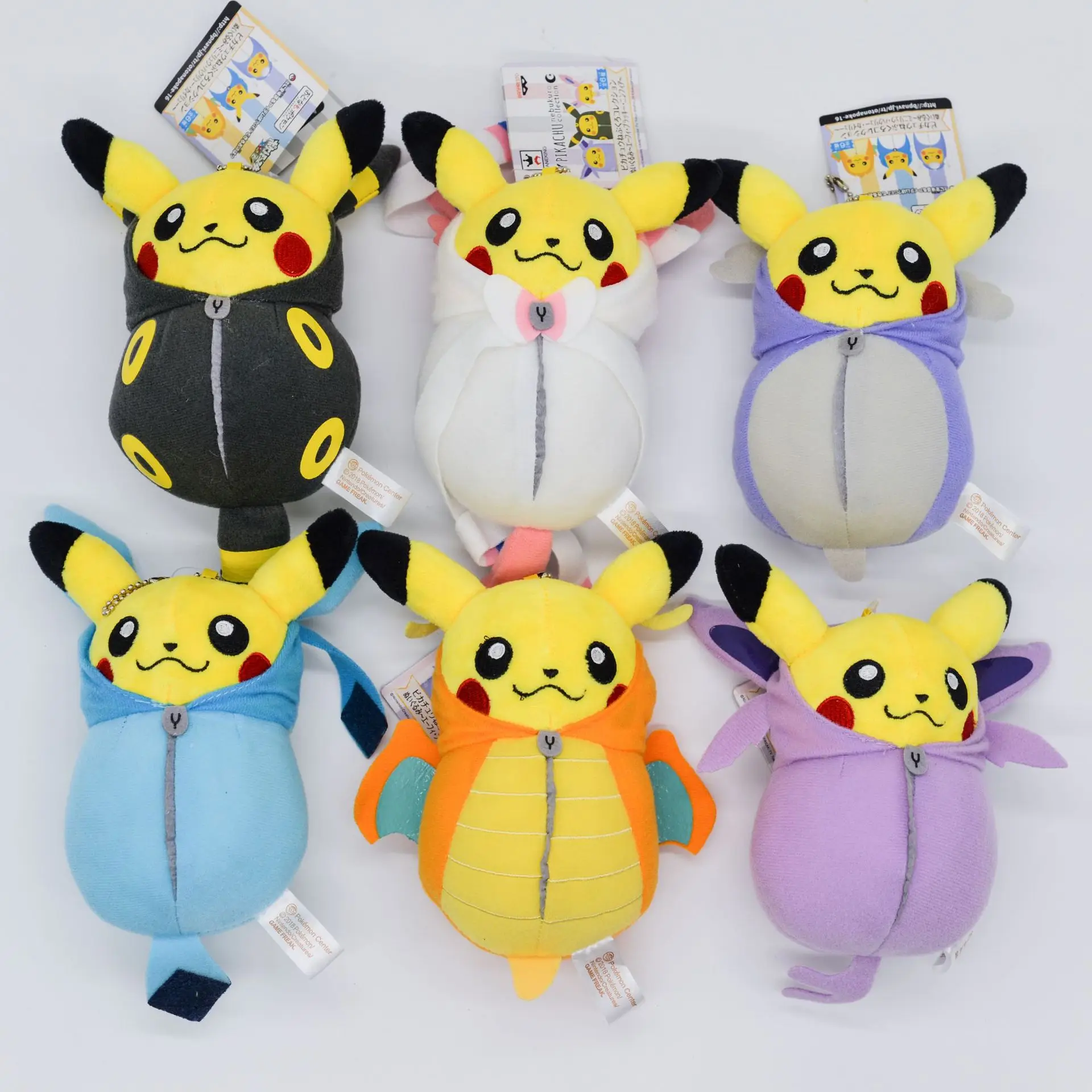 High-quality 15CM Kawaii sleeping bag Pikachu plush toy pendant key chain wholesale