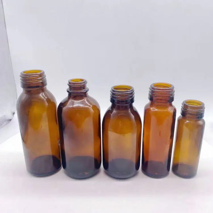 Shandong Factory Hot Sale 30ml 60ml  100ml 125ml 150ml 250ml 500ml Amber Glass Bottle For Syrup with aluminum screw cap