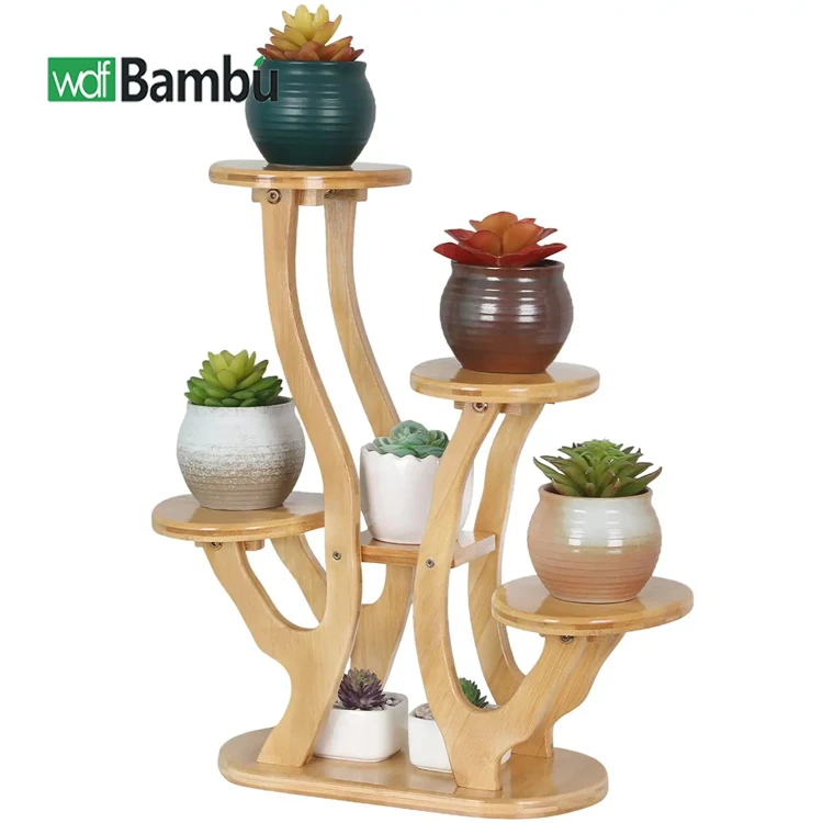 4 Tires High Quality Flower Pot Stands Living In Room Table Window Decoration Flower Display Stand Rack Bamboo Flower Shelf