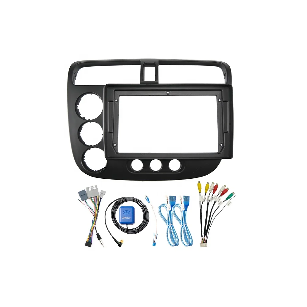 Meihua Car Video Radio Frame for Honda Civic 2000-2006 with RCA Cable Wiring Harness Accessories
