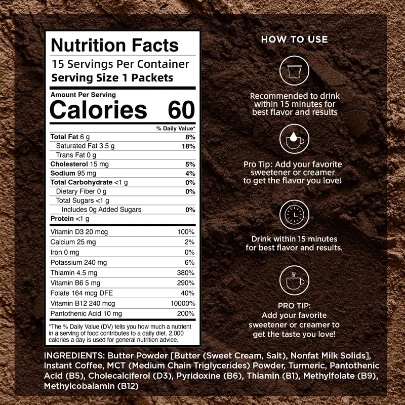 LIFEWORTH Private Label Arabica Original MCT Oil Keto Coffee Instant Drink Fat Burner 15 Servings