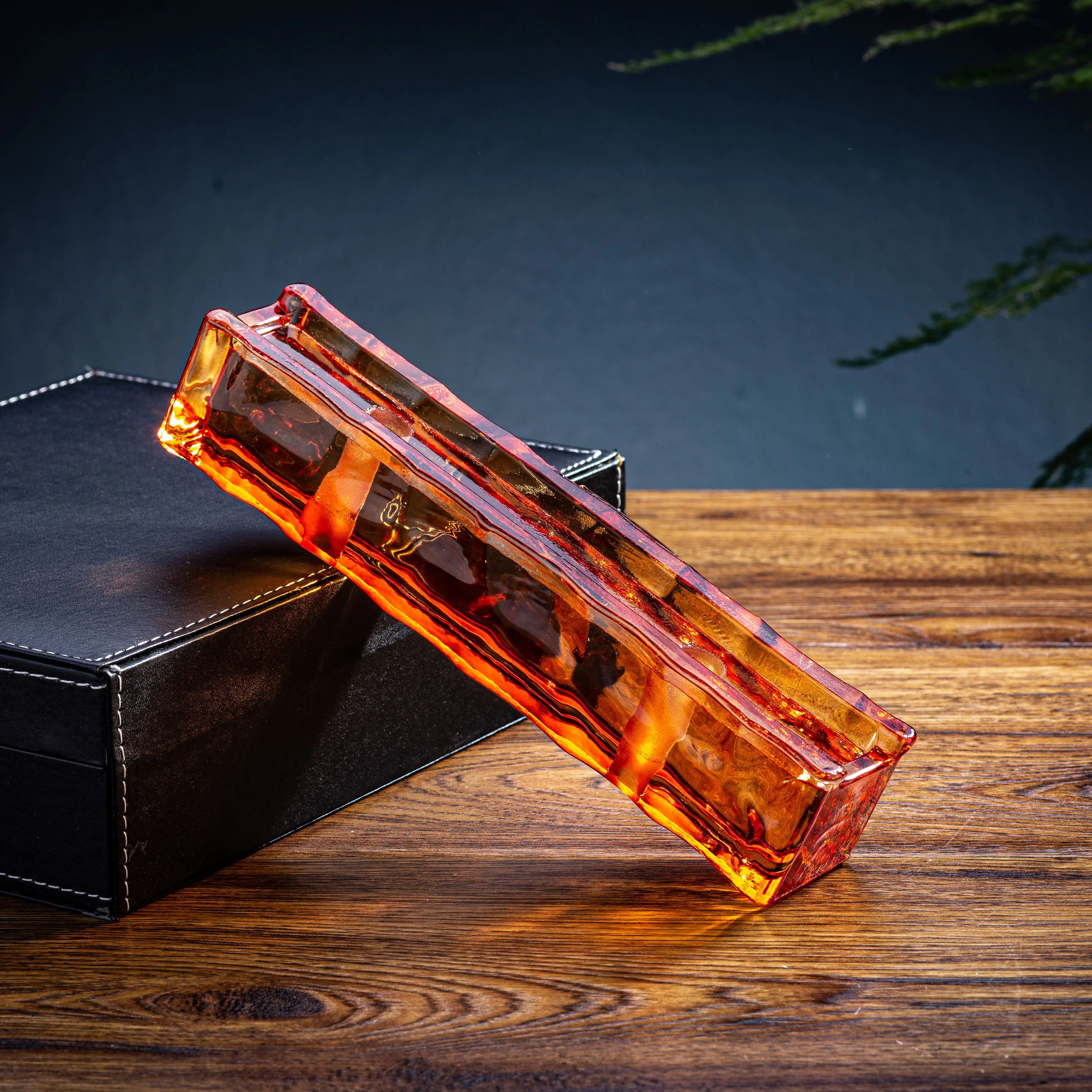 JYG 240x50x50mm Rectangular solid crystal glass brick with two holes for bar building decorative