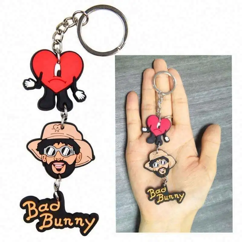 2022 YIWU AULLAN Christmas Gifts Keychain Pendants Juguete Bad Bunny Croc Charms 3D pvc Rubber Keychain Bad Bunny Keychain