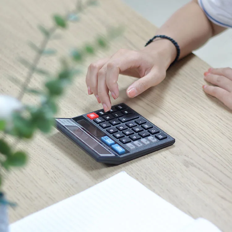 High-Quality New Design Check Function Calculator Black High-End Business Office 12-Digit Display Desktop Calculator