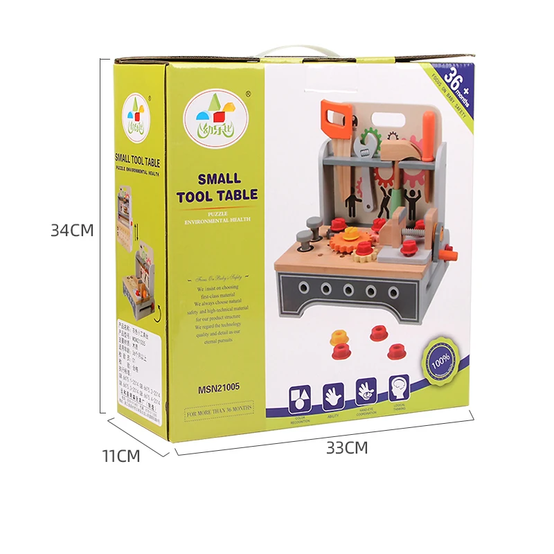 Wooden Pretend Play Tool Kit Bench Box DIY Assembly Tool Table Wrench Screwdriver Simulation Repair Toys