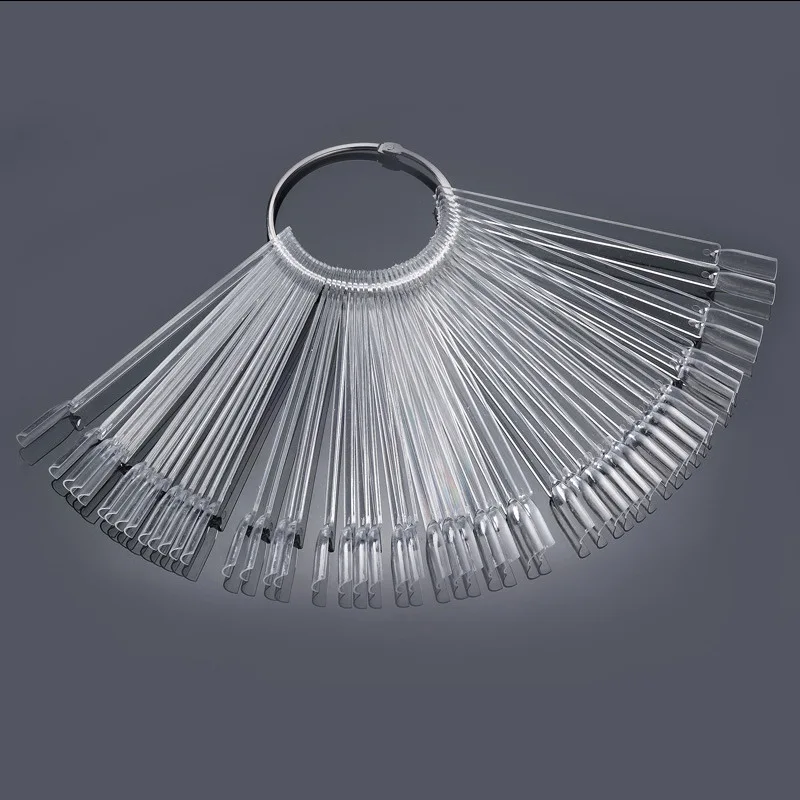 Fan shaped False Nail Swatch Sticks Nail Polish Practice Display Art Tips Nail Sample Sticks With Metal Split Ring