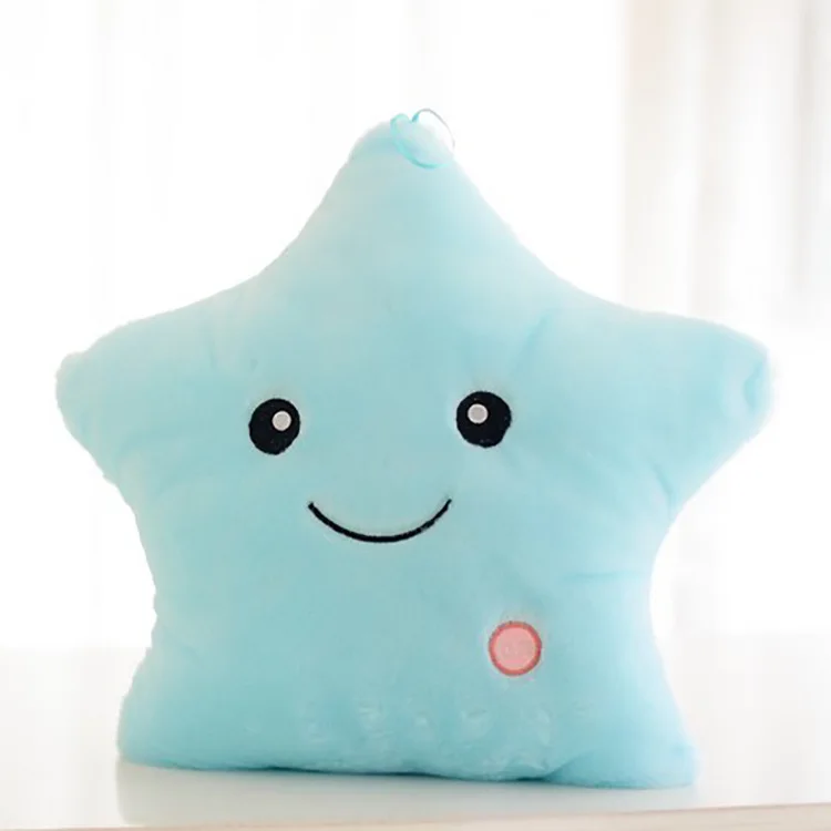 Unisex Five-Pointed Star Decorative Plush Toy with PP Cotton Filling Birthday Gift Luminous Star Throw Pillow