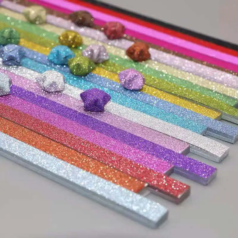 Colorful Glitter Star Strip Origami Set Children Handmade Origami DIY Gift Paper Glitter Origami