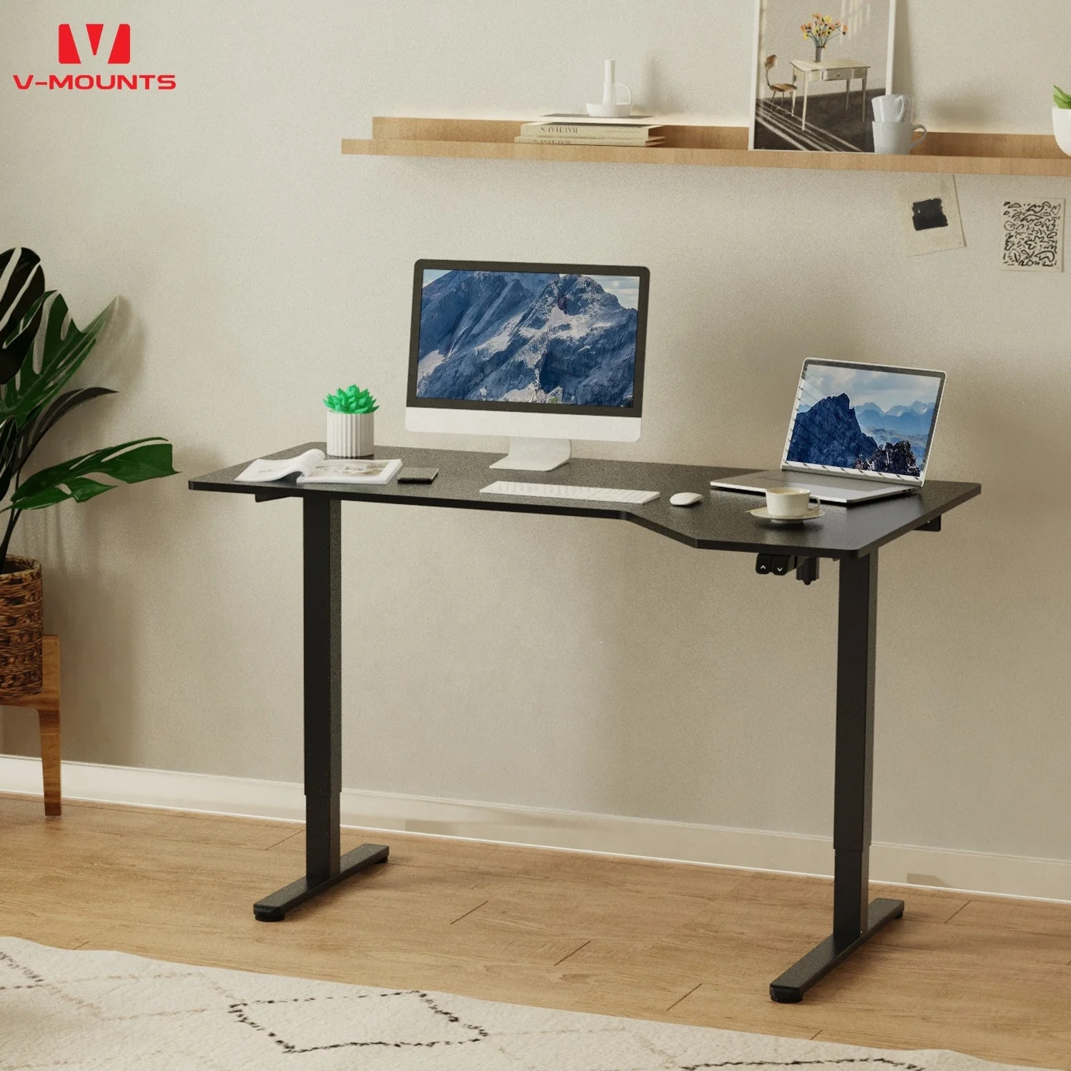V-mounts Adjustable smart desk for commercial use with Obstacle Detection Function & Non-slip Foot Pads JSD5-01-L1
