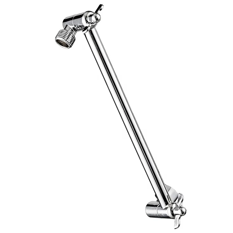 Redge  Copper plating adjustable extended shower arm top spray shower head holder with toothed extension rod