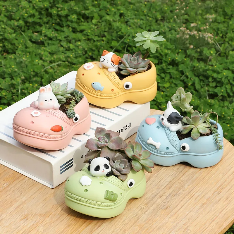 New fun Crocs resin succulent flower device desktop garden pot cartoon creative slipper flower pot