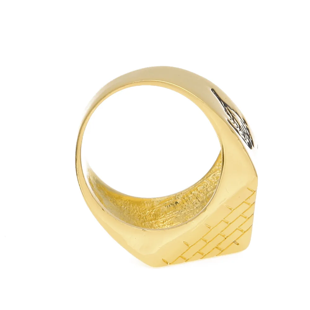 Creative HipHop Stainless Steel Taper Egypt Totem Pyramid Gold Plated Rings for Men