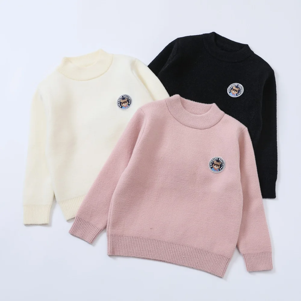 Cartoon Pattern Children Clothes Pullover Tops Winter  Boy Knitted Sweater With Round Neck