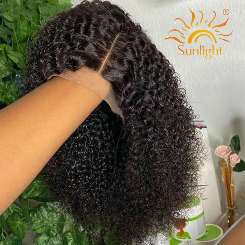 Sunlight Raw Virgin indian human hair with baby hair 13x4 lace front wig wave wig human hair curly wig for woman