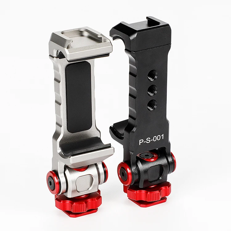 Cell Phone Tripod Mount Adapter Holder Phone Tripod Mount Cold Shoe Camera Phone Hot Shoe Holder 360 Adjustable Rubber Pad Clip