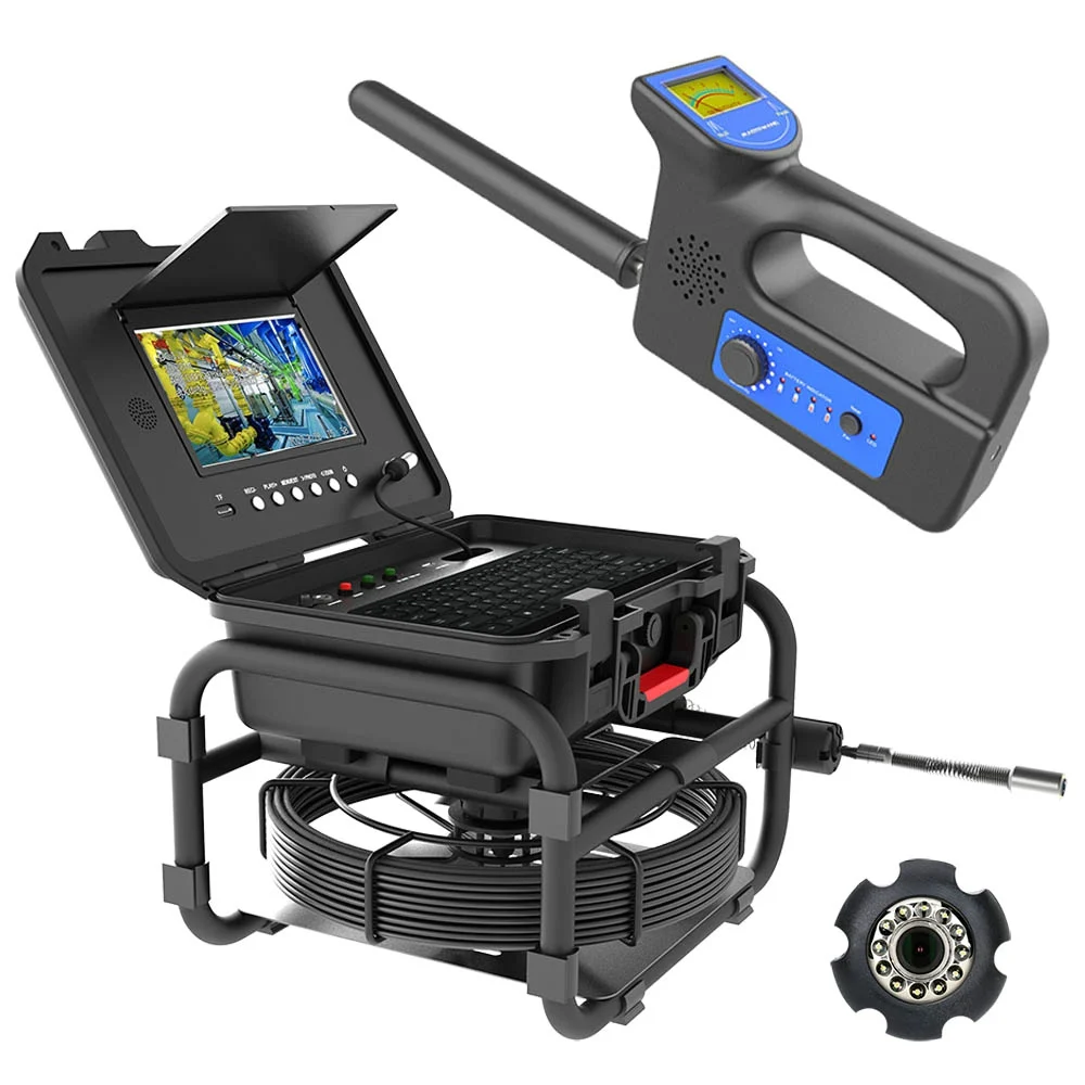 Factory price 20m-40m Sewer Pipe Inspection Camera with 9Inch 1080P Screen 512HZ Locator Video+Audio Recording Meter Counter