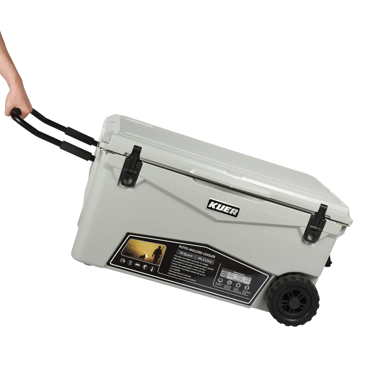 Kuer Outdoor insulated rotomolded fridge cooler ice box with wheels