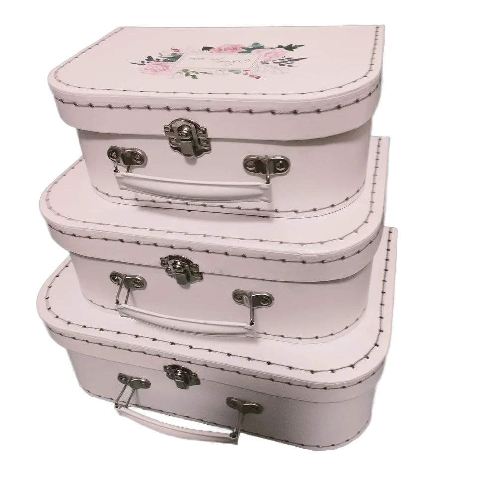 suitcase paper box suitcase white cardboard box baby travel suitcase gift box with handle