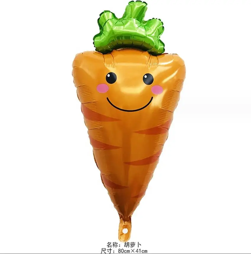 Happy Easter Balloons Bunny Carrot Shaped Mylar Foil Balloons 32IN Rabbit Baby Shower Animal Farm Themed Party Decorations