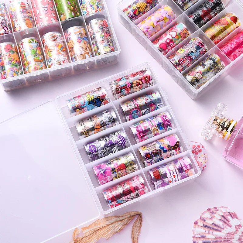 
Private Label Gel Foil Nails Paper Wraps Roll Holographic Laser Adhesive Nail Art Transfer Foil 