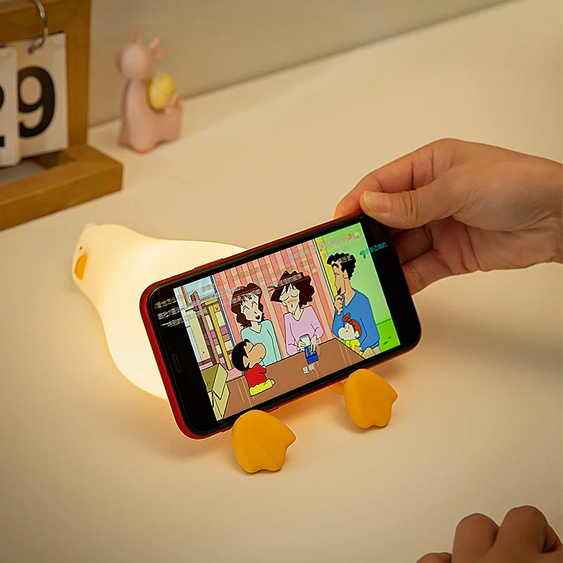 Милый силиконовый маленький ночник с Usb-датчиком для ребенка перезаряжаемый Ночной светильник в виде мягкого животного утки лампа