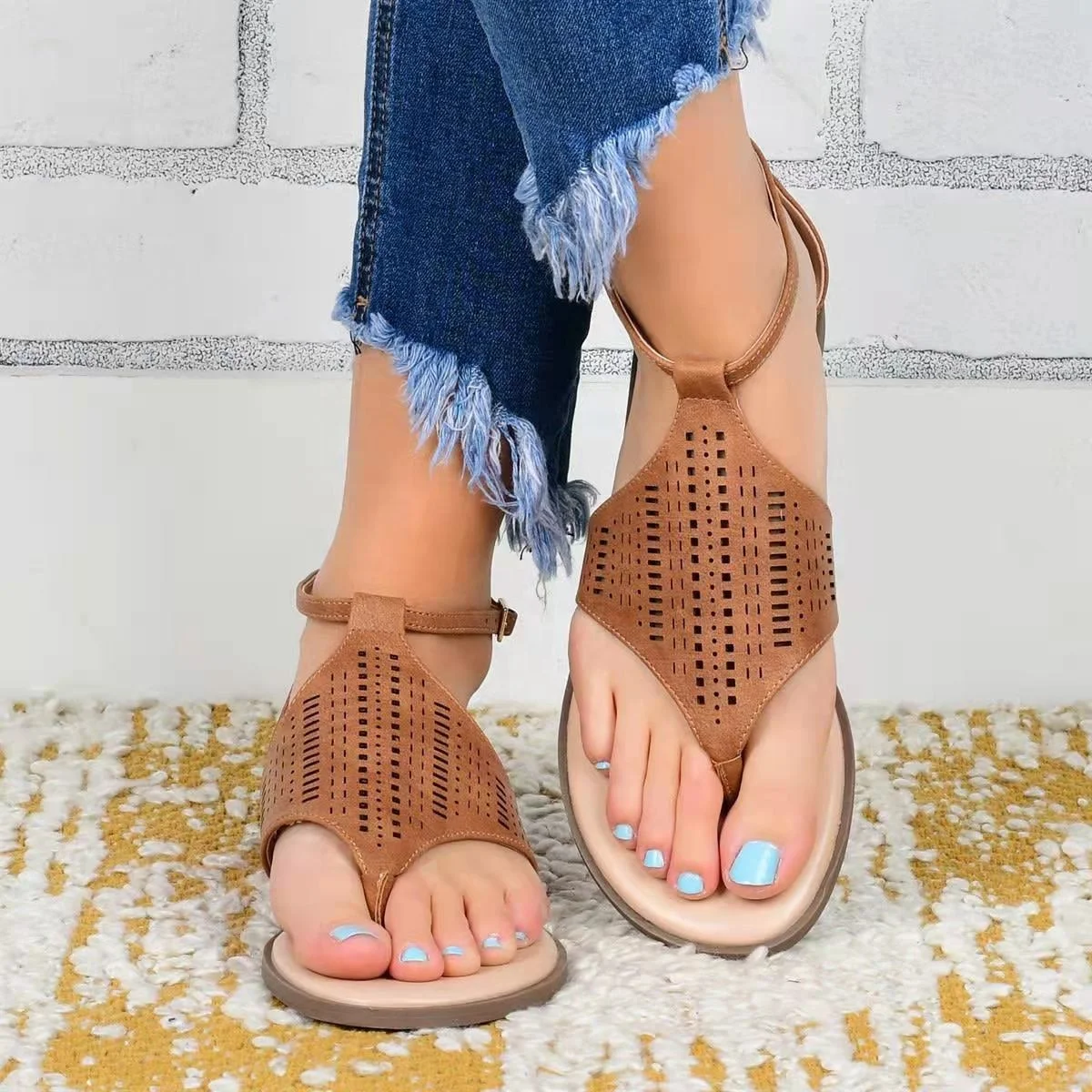 Free Shipping New Summer Beach Women Flat Sandals ,Female Knit Sandals