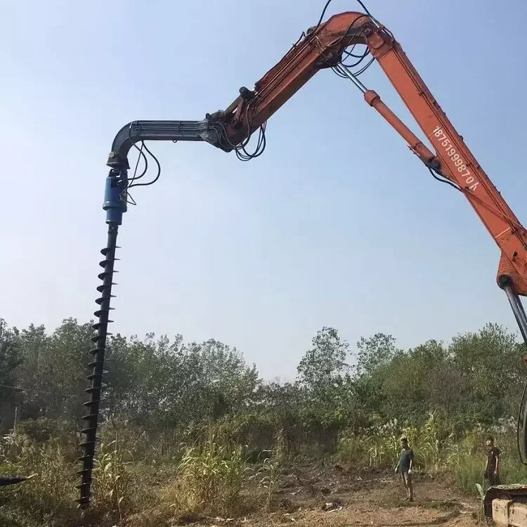 High Power Long Rod Spiral Drilling Machine Hydraulic Drilling Rig Soil Earth Auger For Excavator