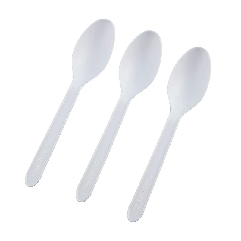 Complete Biodegradable Eco Friendly Compostable Degradable PLA Corn Starch Based Tableware Cutlery 5 inches Disposable Spoon