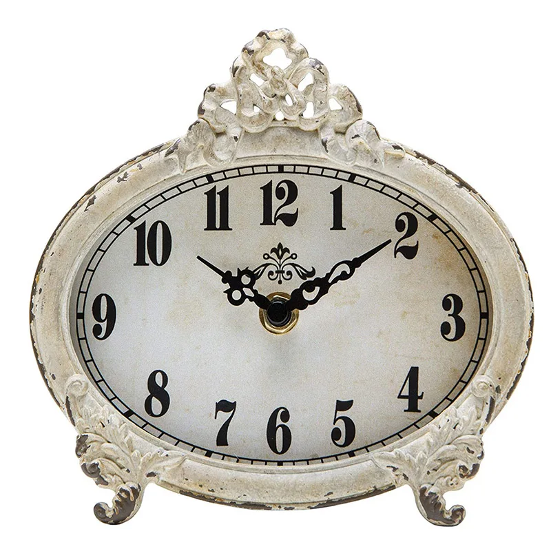 ARTMADE Vintage Table Clock Battery Operated Rustic Design Chic Home Decor for Mantel Shelf Desktop and Countertop