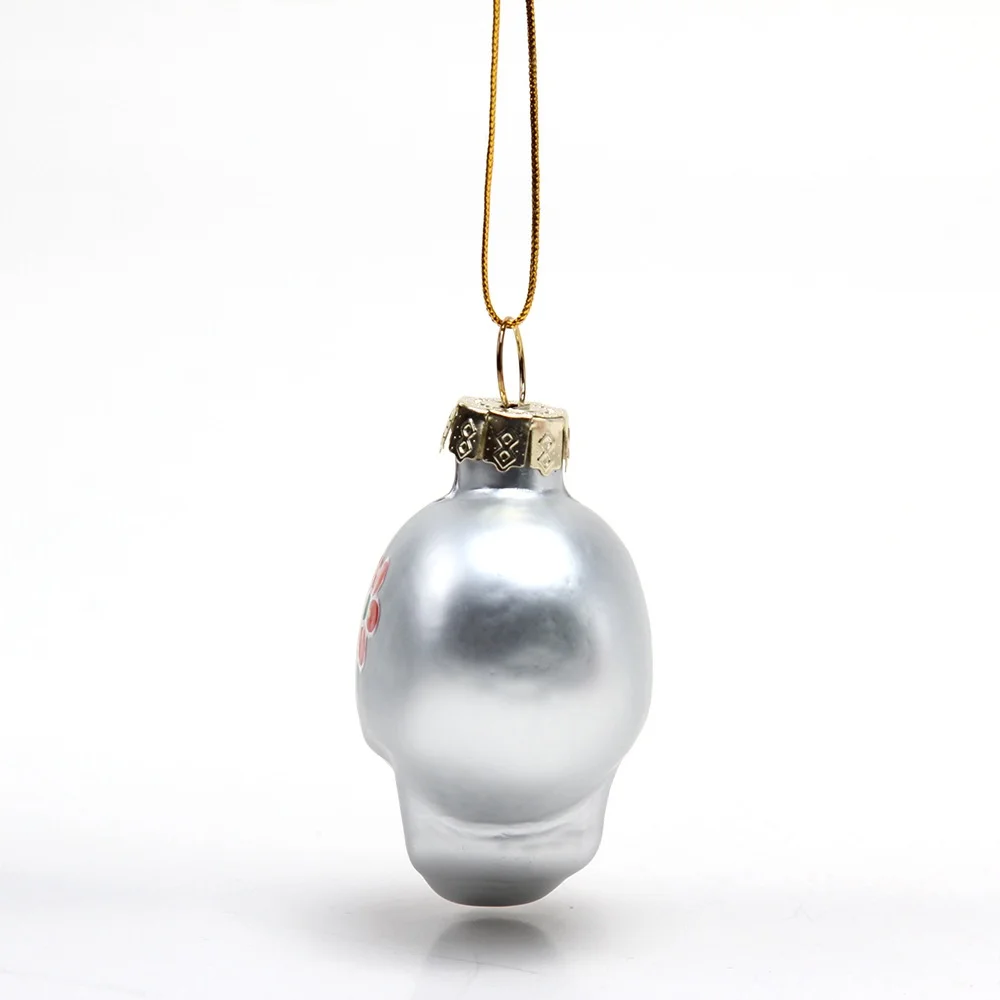 Small Glass Skull Pendant Halloween Decorations and Jewelry Glass Ornament for Holiday Supplies