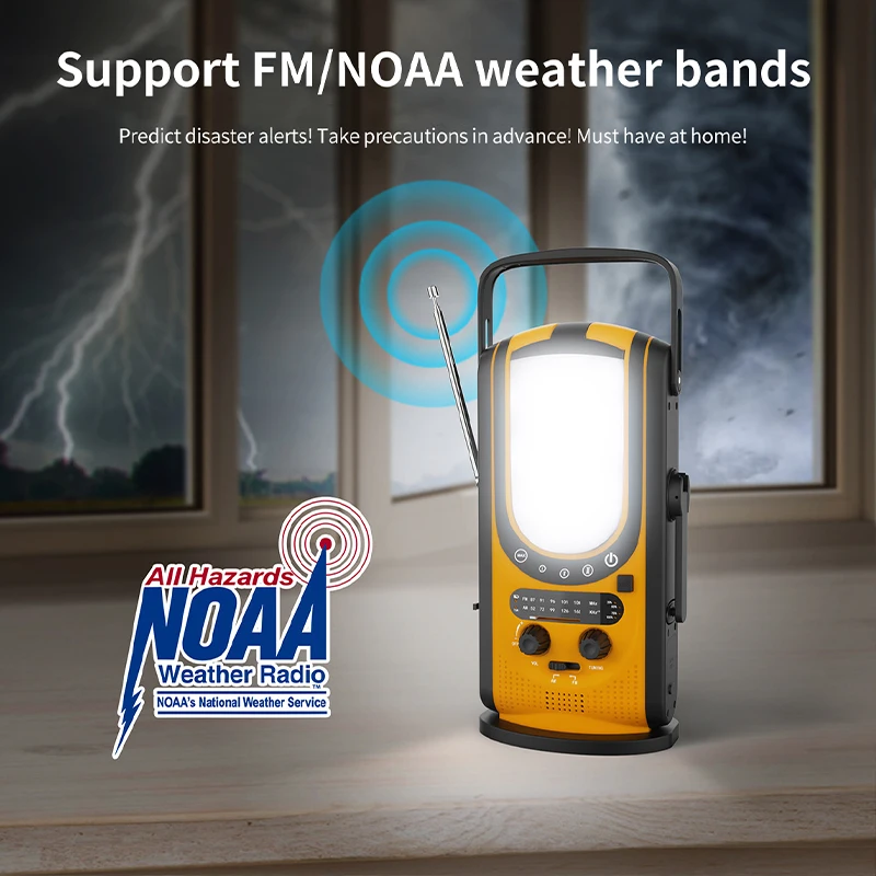 Home Emergency Multi-Function Lighting Radio New Solar Portable Hand-Crank Power Bank Radio Promotional Gift