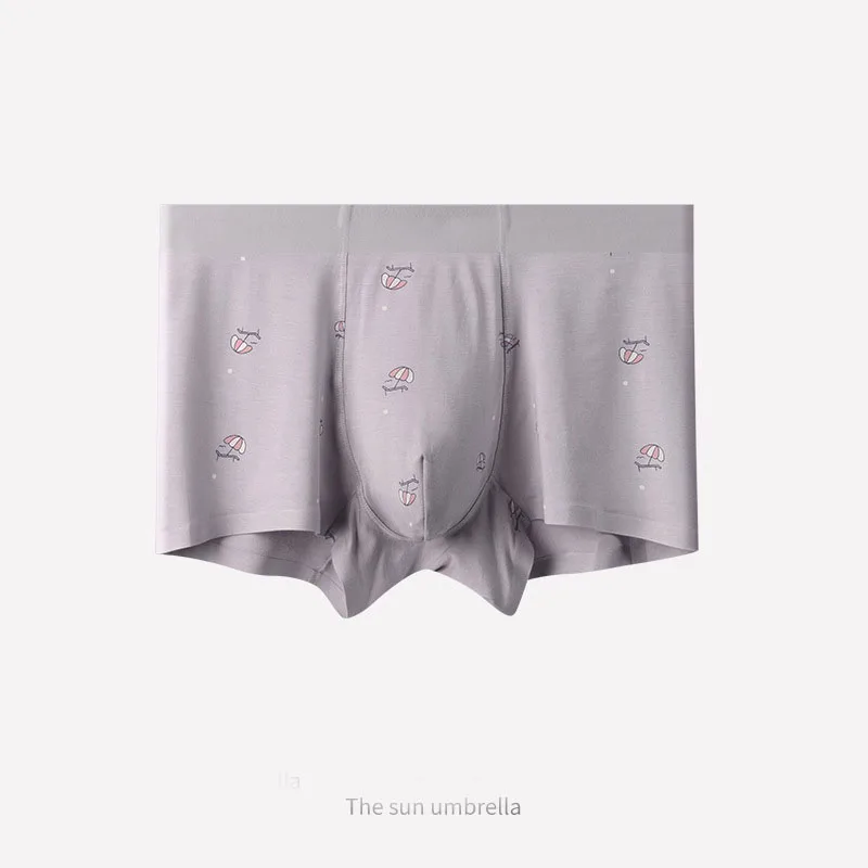 Modal Seamless Boxer Briefs Young Boys Cartoon Trunks Underwear Printing Simple Four-Corner Mens Boxer