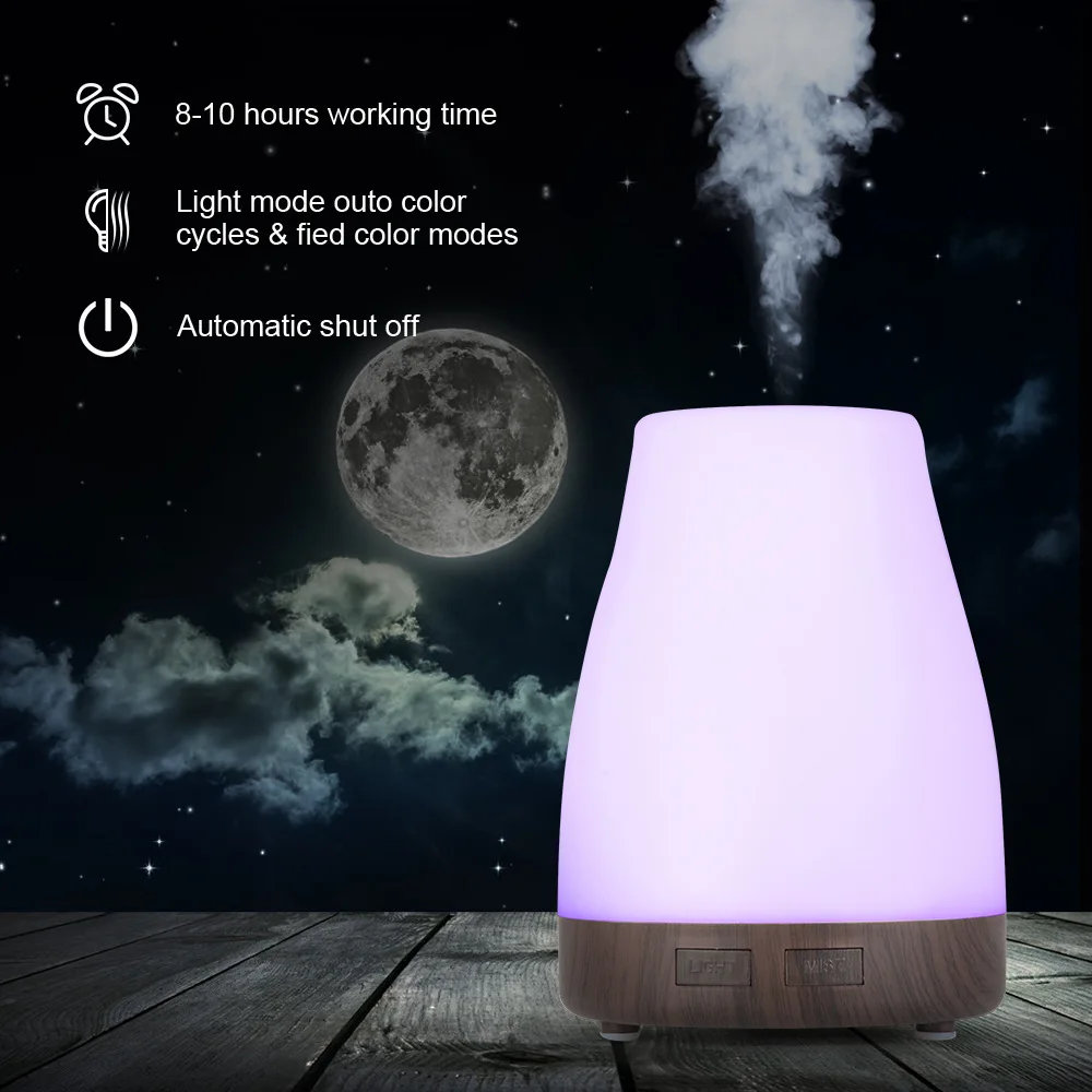 Wooden grain  Electric Aromatherapy diffuser 300ML  Essential Oil Wood humidifier 7 Led Color Aroma Diffuser with remote control