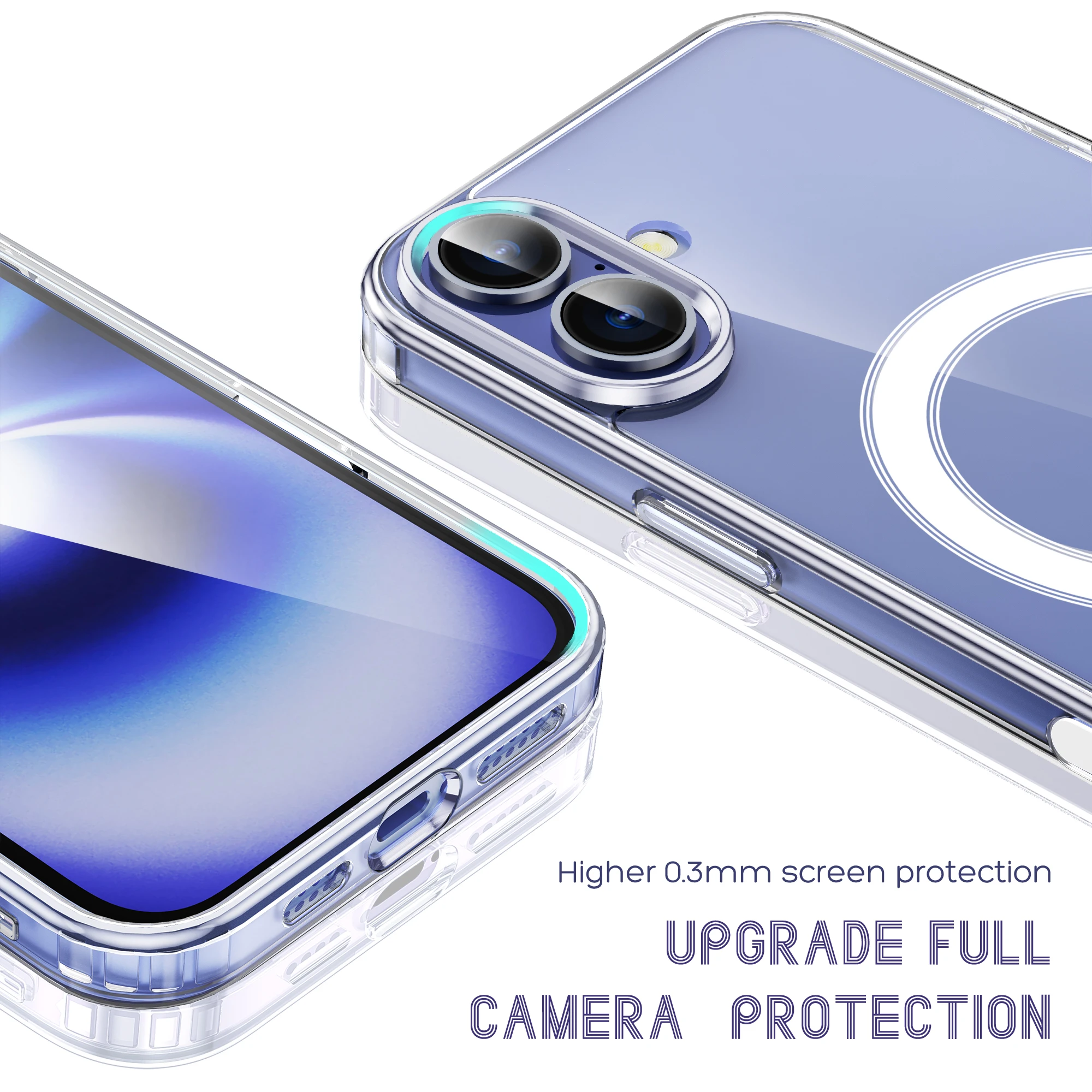 Luxury Clear Magnetic Phone Case for iPhone 16 Wireless Charging Camera Button Mobile Phone Case for iphone 16 pro