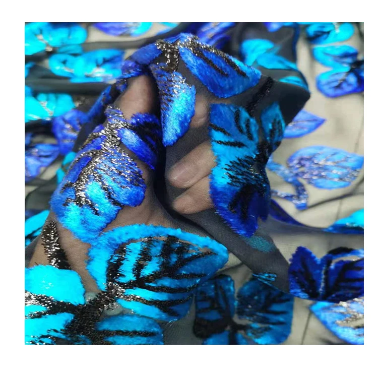 Professional  Metal Wire Good Looking Painted Jacquard Silk Flower Tulle Fabric