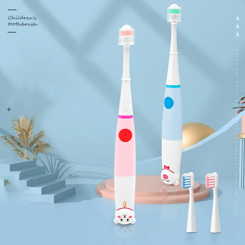 Battery operated silicone dog toothbrushes 360 degree kids toothbrush waterproof sonic kids electric toothbrush