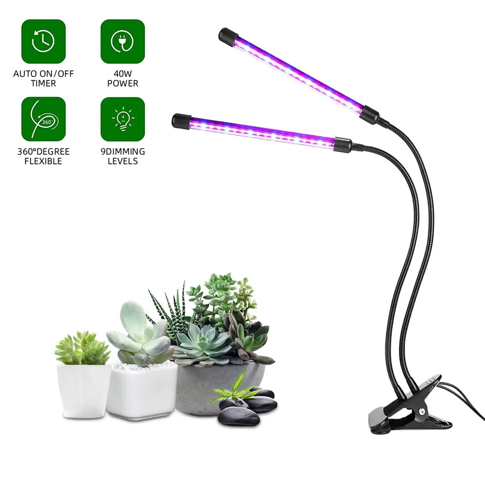 Portable Folding 2 Tube Small Desk Supplement Indoor Garden Changing Usb Best Clip Desktop Led Night Growth Plant Lamp For House