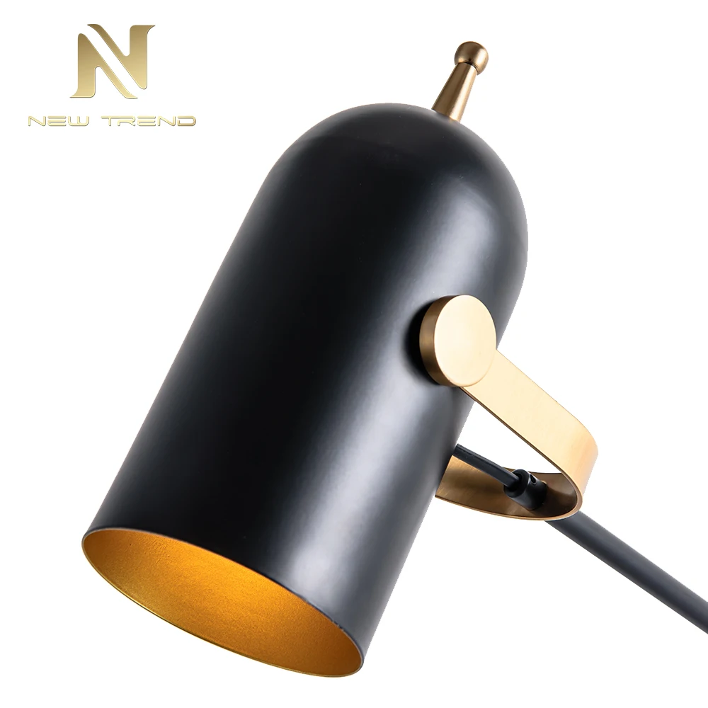 New design modern marble iron living room decoration gold black table lamp
